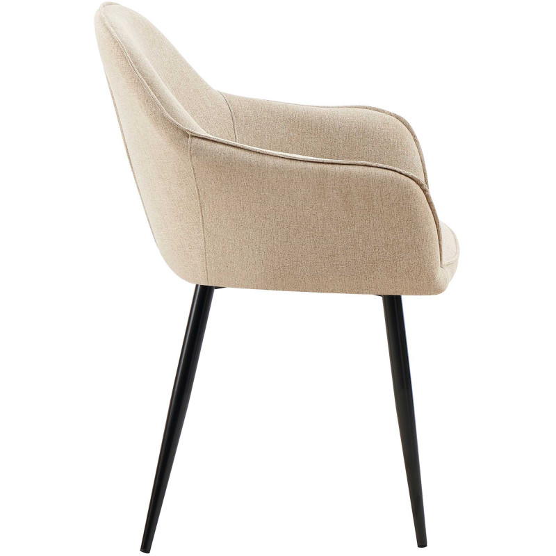 Fauteuil de table moderne en Tissu Taupe Métal Noir Timalo - 3