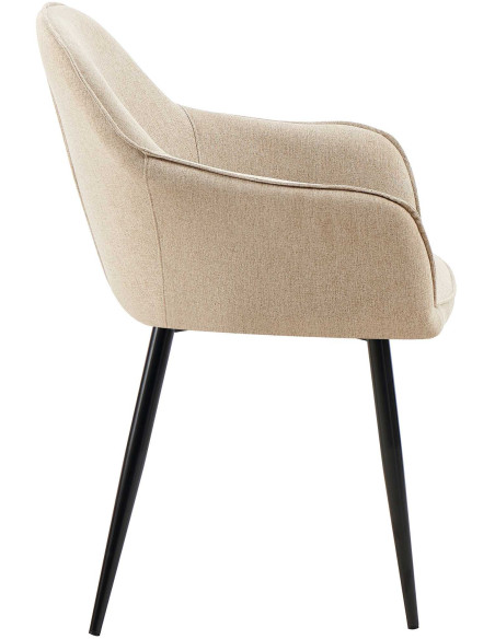 Fauteuil de table moderne en Tissu Taupe Métal Noir Timalo - 3