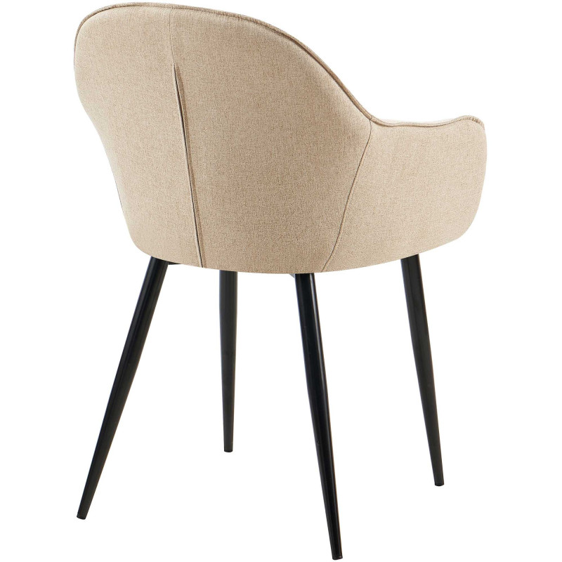 Fauteuil de table moderne en Tissu Taupe Métal Noir Timalo - 4