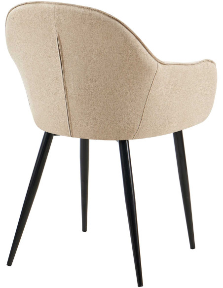 Fauteuil de table moderne en Tissu Taupe Métal Noir Timalo - 4