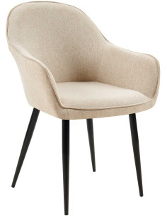 Fauteuil de table moderne en Tissu Taupe Métal Noir Timalo - 1