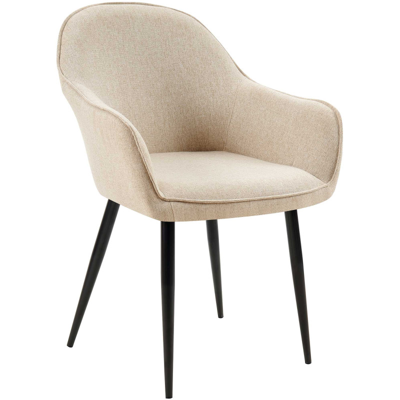 Fauteuil de table moderne en Tissu Taupe Métal Noir Timalo - 1