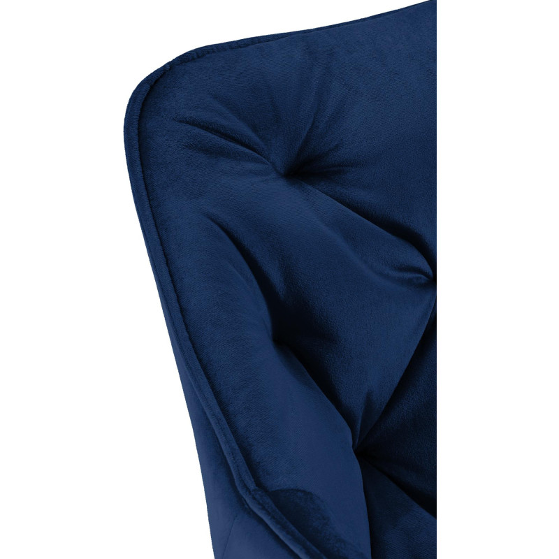 Fauteuil de table moderne capitonné en Velours Bleu foncé Métal Noir Adrina - 4