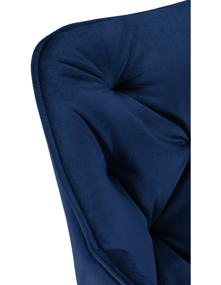 Fauteuil de table moderne capitonné en Velours Bleu foncé Métal Noir Adrina - 4