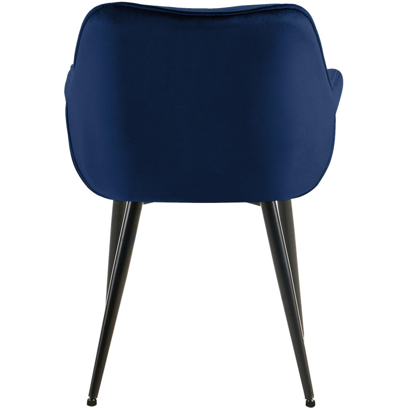 Fauteuil de table moderne capitonné en Velours Bleu foncé Métal Noir Adrina - 6