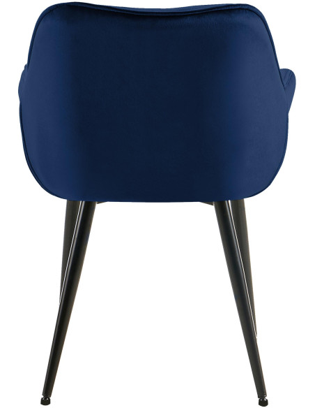 Fauteuil de table moderne capitonné en Velours Bleu foncé Métal Noir Adrina - 6