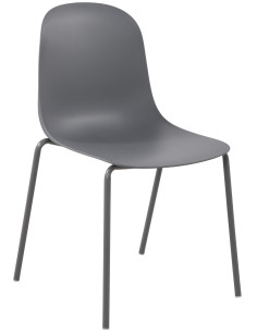 Chaise minimaliste moderne en Polypropylène Gris foncé Zoryane - 1