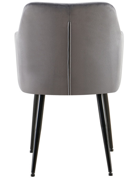 Fauteuil de table matelassé moderne en Velours Gris foncé Métal Noir Arvella - 4