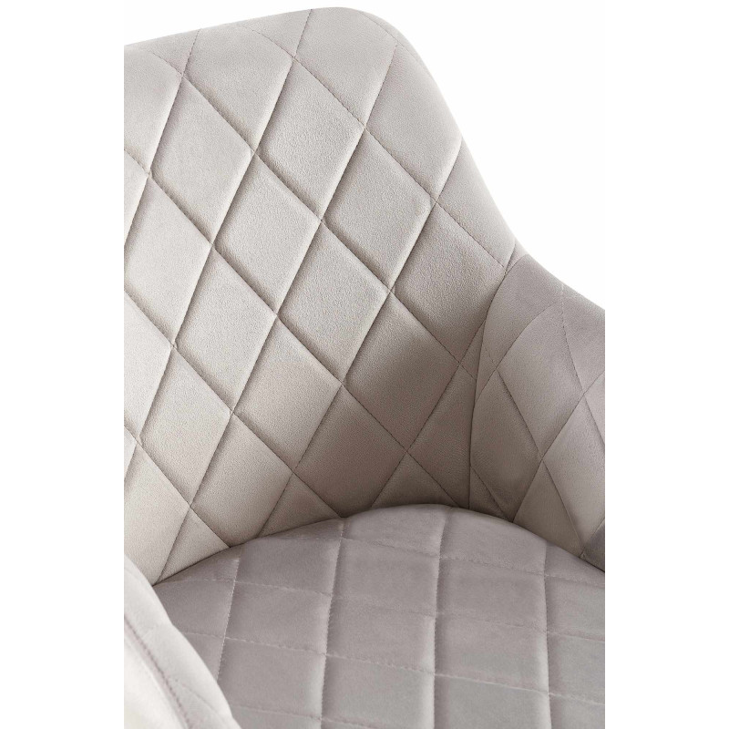 Fauteuil de table matelassé moderne en Velours Gris Métal Noir Arvella - 6