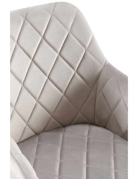 Fauteuil de table matelassé moderne en Velours Gris Métal Noir Arvella - 6