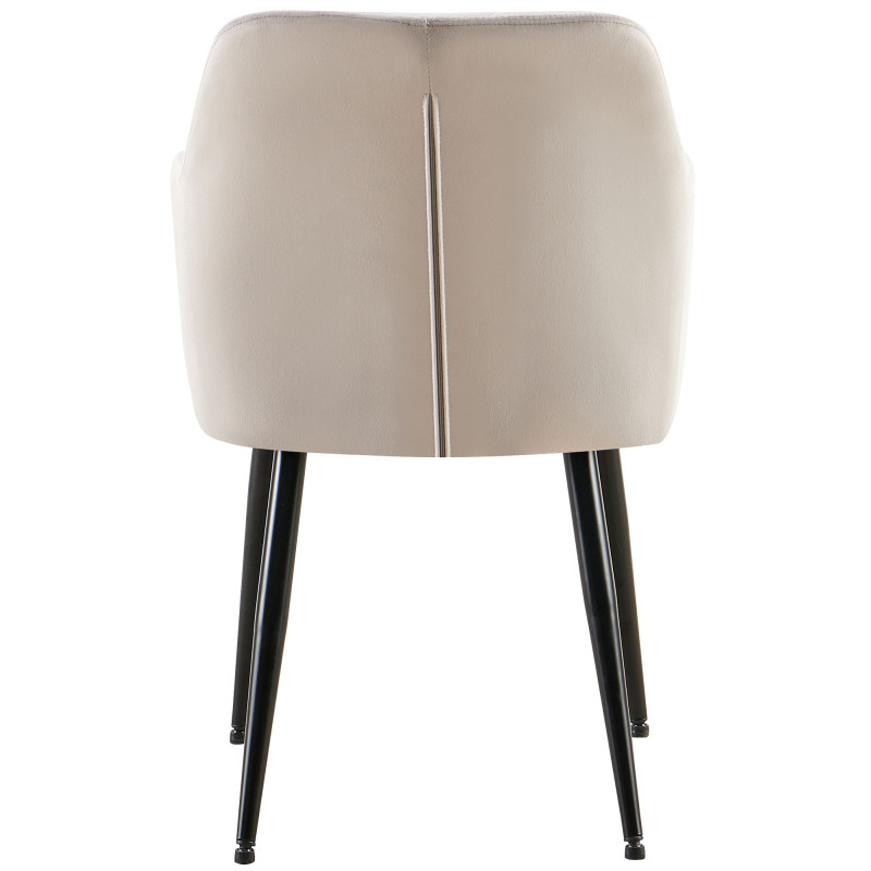 Fauteuil de table matelassé moderne en Velours Gris Métal Noir Arvella - 4