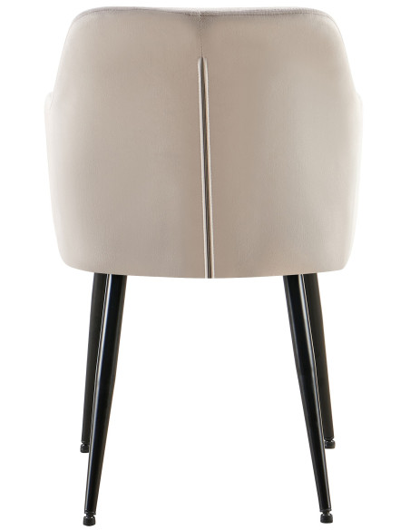 Fauteuil de table matelassé moderne en Velours Gris Métal Noir Arvella - 4