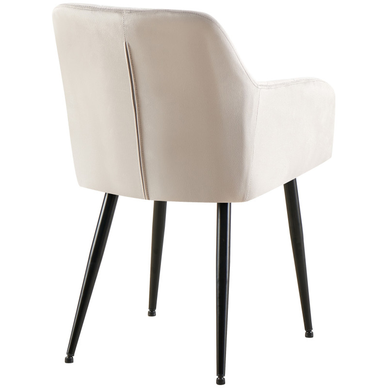 Fauteuil de table matelassé moderne en Velours Gris Métal Noir Arvella - 3