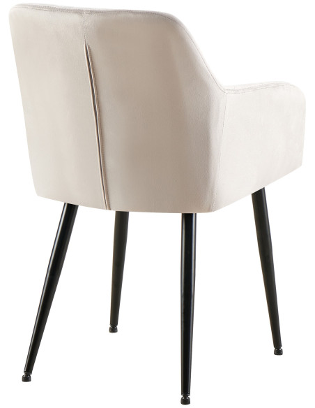 Fauteuil de table matelassé moderne en Velours Gris Métal Noir Arvella - 3