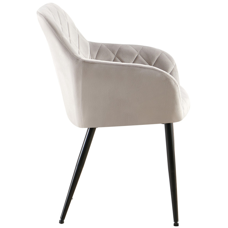 Fauteuil de table matelassé moderne en Velours Gris Métal Noir Arvella - 2