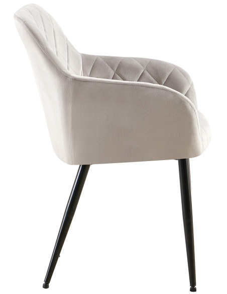Fauteuil de table matelassé moderne en Velours Gris Métal Noir Arvella - 2