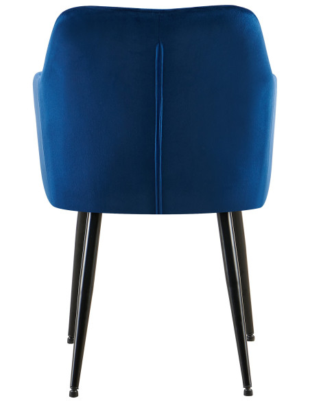 Fauteuil de table matelassé moderne en Velours Bleu foncé Métal Noir Arvella - 4
