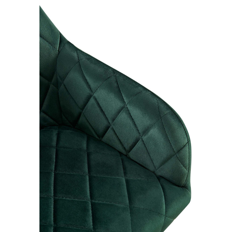 Fauteuil de table matelassé moderne en Velours Vert Métal Noir Arvella - 6