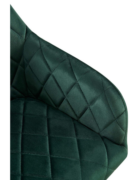 Fauteuil de table matelassé moderne en Velours Vert Métal Noir Arvella - 6