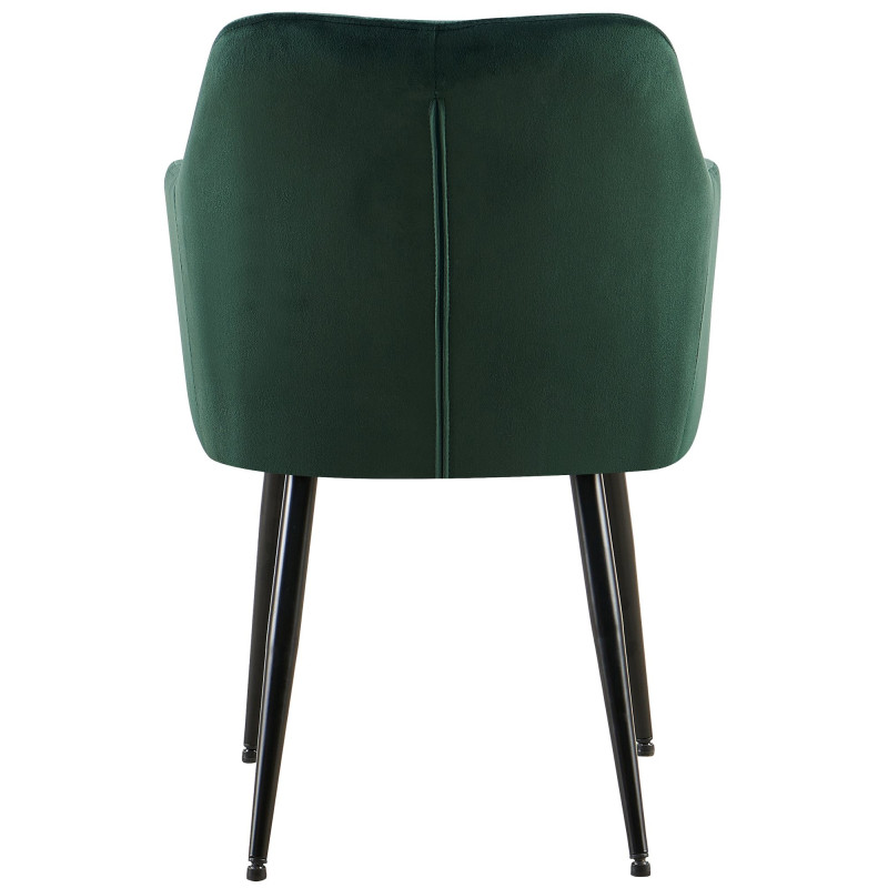 Fauteuil de table matelassé moderne en Velours Vert Métal Noir Arvella - 4