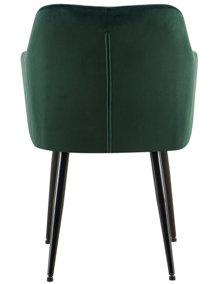 Fauteuil de table matelassé moderne en Velours Vert Métal Noir Arvella - 4