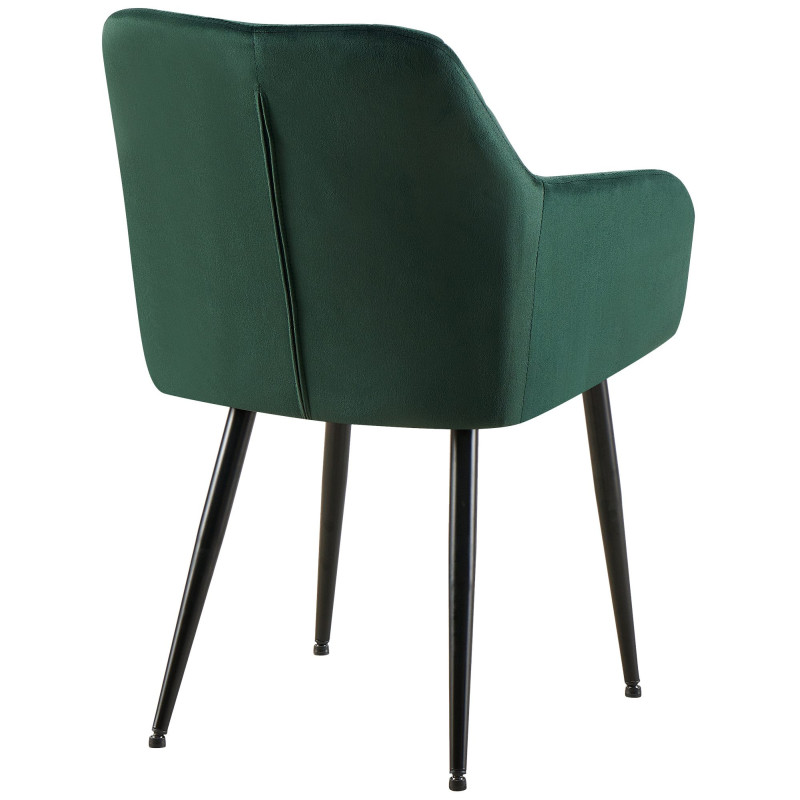 Fauteuil de table matelassé moderne en Velours Vert Métal Noir Arvella - 3
