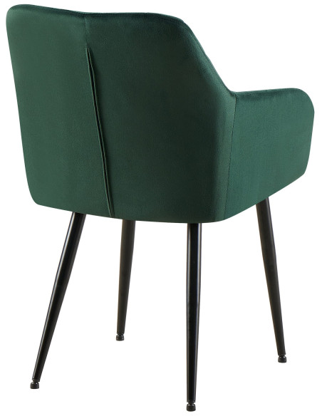 Fauteuil de table matelassé moderne en Velours Vert Métal Noir Arvella - 3