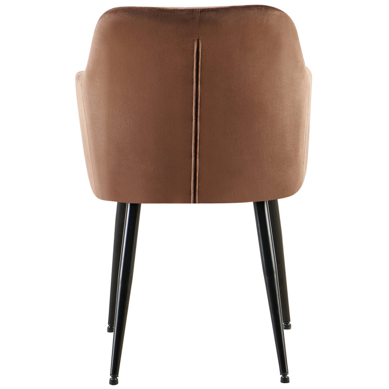 Fauteuil de table matelassé moderne en Velours Marron Métal Noir Arvella - 4