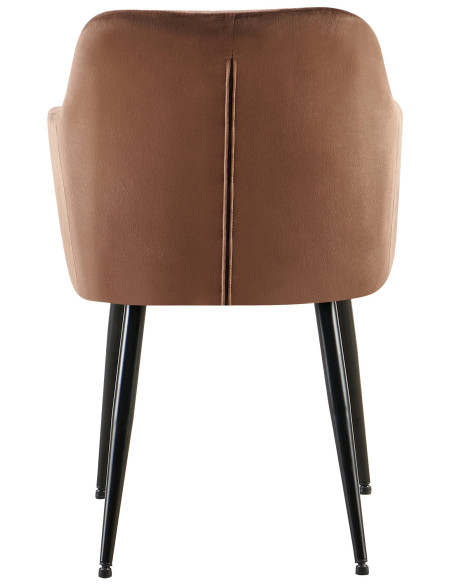 Fauteuil de table matelassé moderne en Velours Marron Métal Noir Arvella - 4