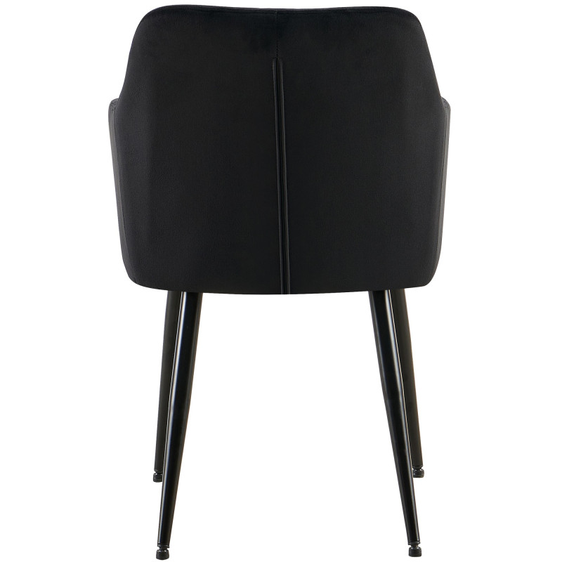 Fauteuil de table matelassé moderne en Velours Noir Métal Noir Arvella - 4