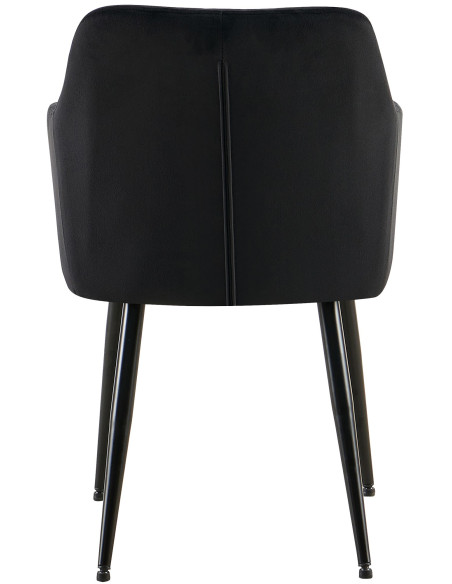 Fauteuil de table matelassé moderne en Velours Noir Métal Noir Arvella - 4