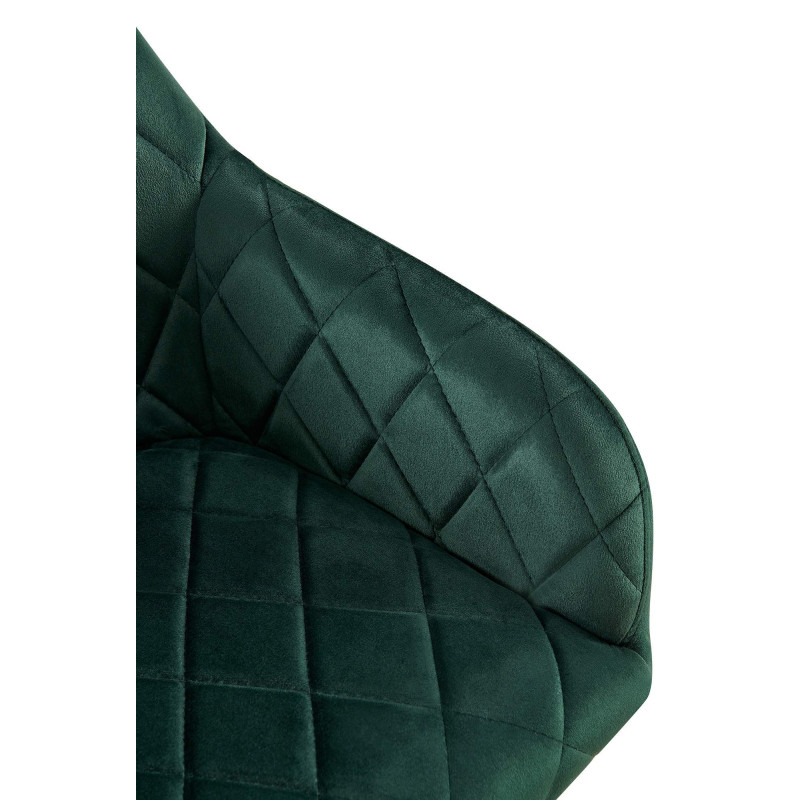 Fauteuil de table matelassé moderne en Velours Vert Métal Doré Arvella - 6