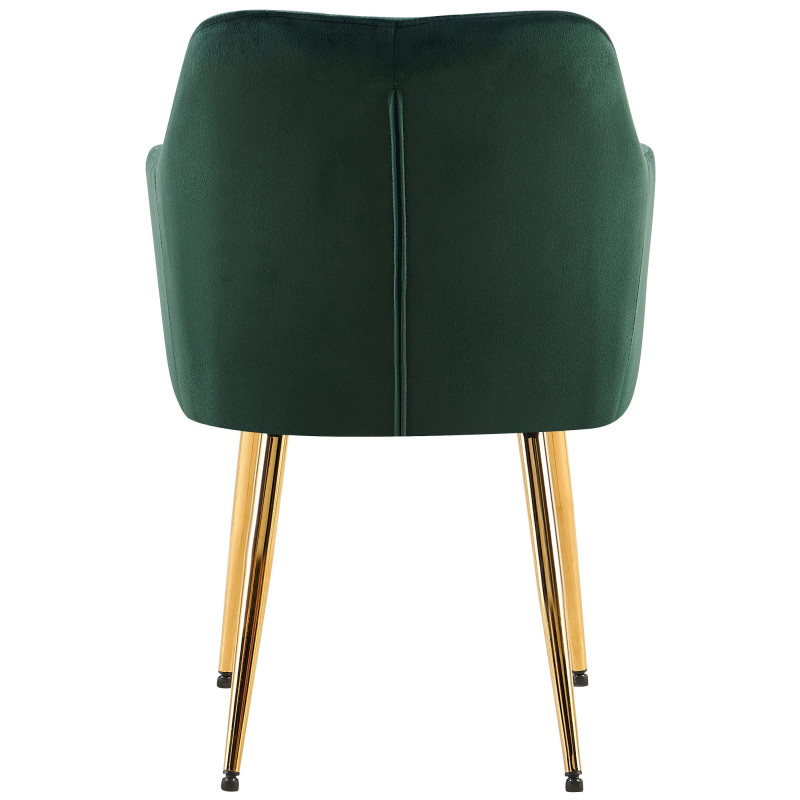 Fauteuil de table matelassé moderne en Velours Vert Métal Doré Arvella - 4