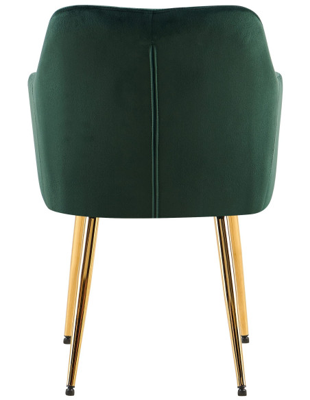 Fauteuil de table matelassé moderne en Velours Vert Métal Doré Arvella - 4