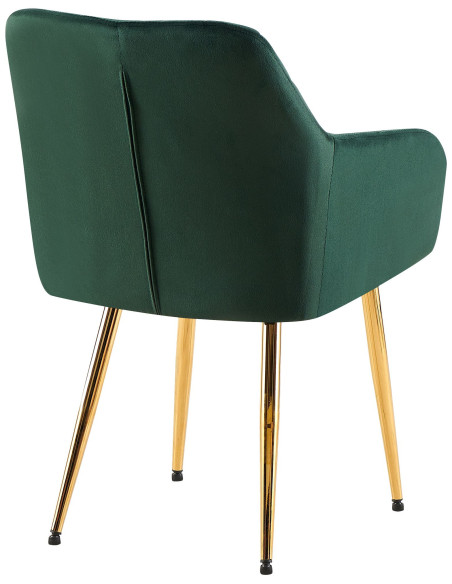 Fauteuil de table matelassé moderne en Velours Vert Métal Doré Arvella - 3