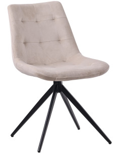 Chaise pivotante moderne en Velours Blanc crème Métal Noir Cylori - 1