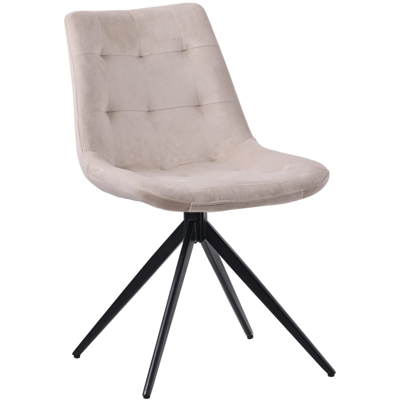 Chaise pivotante moderne en Velours Blanc crème Métal Noir Cylori - 1