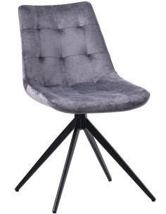 Chaise pivotante moderne en Velours Gris foncé Métal Noir Cylori - 1