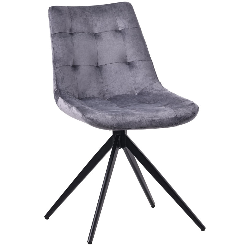 Chaise pivotante moderne en Velours Gris foncé Métal Noir Cylori - 1