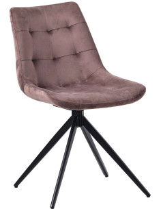 Chaise pivotante moderne en Velours Marron Métal Noir Cylori - 1
