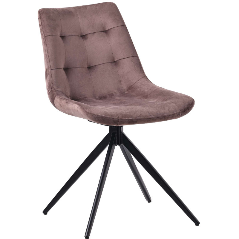Chaise pivotante moderne en Velours Marron Métal Noir Cylori - 1