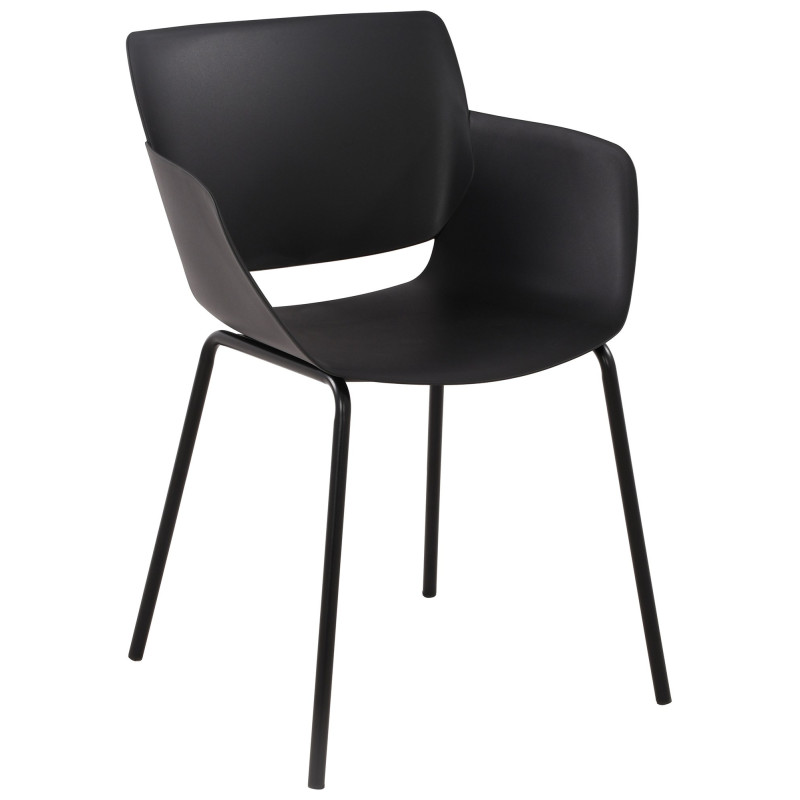 Fauteuil de table moderne en Polypropylène Noir Zoryane - 1