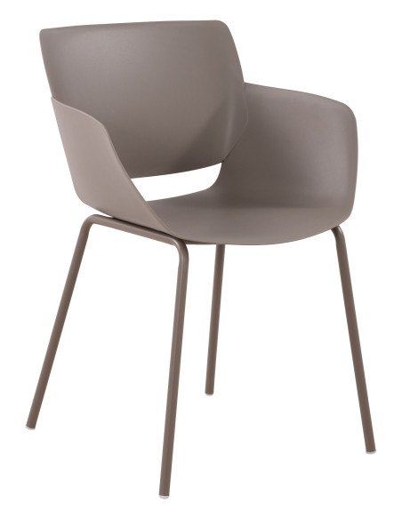 Fauteuil de table moderne en Polypropylène Taupe Zoryane - 1