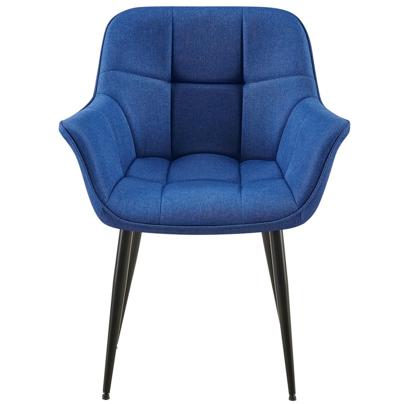 Fauteuil de table haut de gamme en Tissu Bleu Métal Noir Davlyn - 2