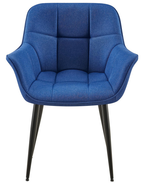 Fauteuil de table haut de gamme en Tissu Bleu Métal Noir Davlyn - 2