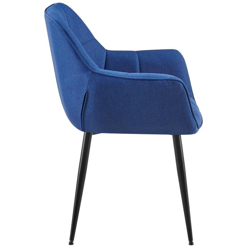 Fauteuil de table haut de gamme en Tissu Bleu Métal Noir Davlyn - 3