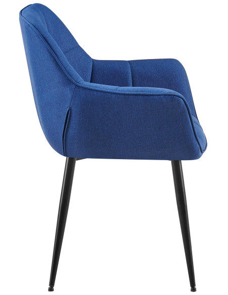 Fauteuil de table haut de gamme en Tissu Bleu Métal Noir Davlyn - 3