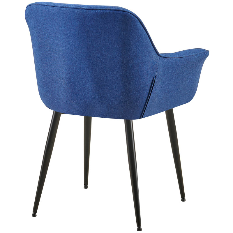 Fauteuil de table haut de gamme en Tissu Bleu Métal Noir Davlyn - 4