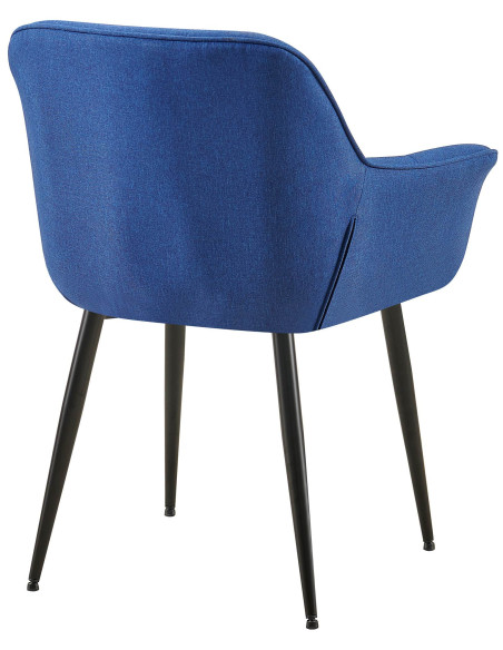 Fauteuil de table haut de gamme en Tissu Bleu Métal Noir Davlyn - 4
