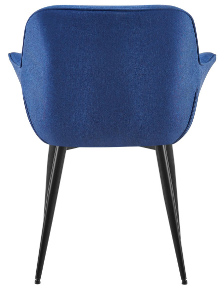 Fauteuil de table haut de gamme en Tissu Bleu Métal Noir Davlyn - 5